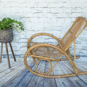 Vintage Bamboo Rocking Chair /Franco Albini Rocking Chair /Armchair/Bentwood Rocker immagine 2