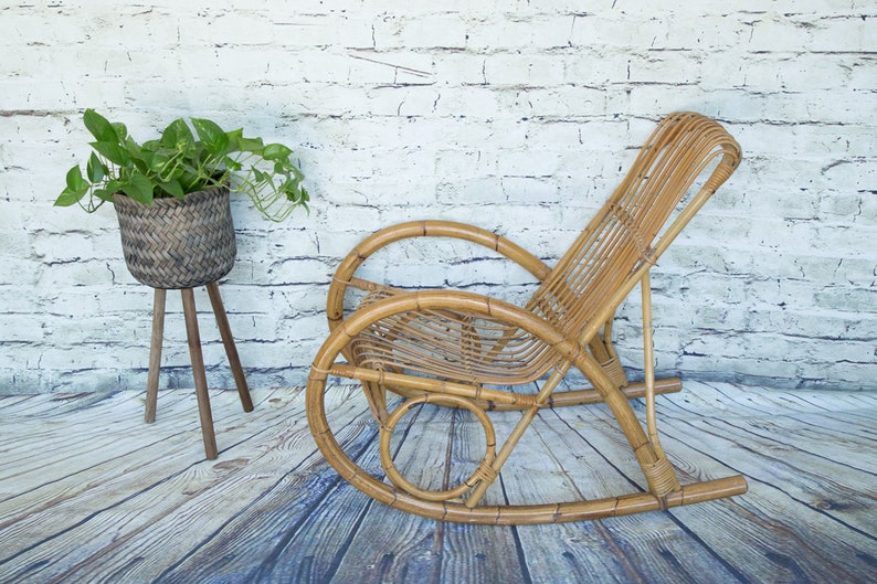 Vintage Bamboo Rocking Chair /Franco Albini Rocking Chair /Armchair/Bentwood Rocker immagine 2