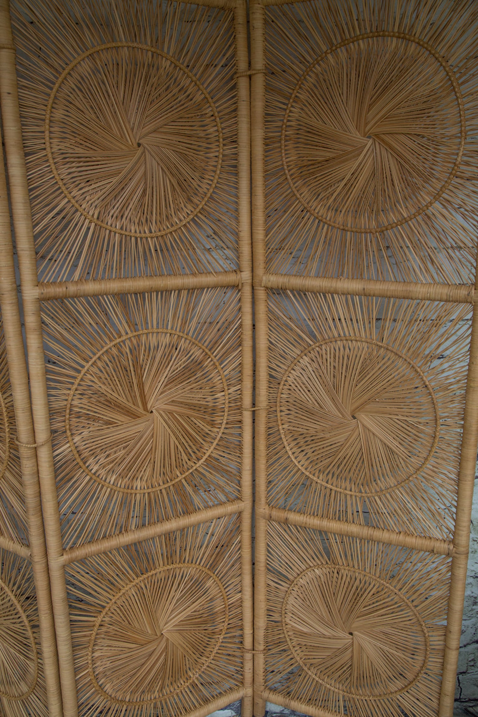 Vintage Wicker Sunburst Room Divider/sunburst Screen/ Etsy
