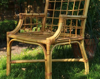 Vintage Bamboo Chair, Rattan Chair, Wicker Chair/ MCM/ LOCAL P/U Chicago, Il area or Your Shipper