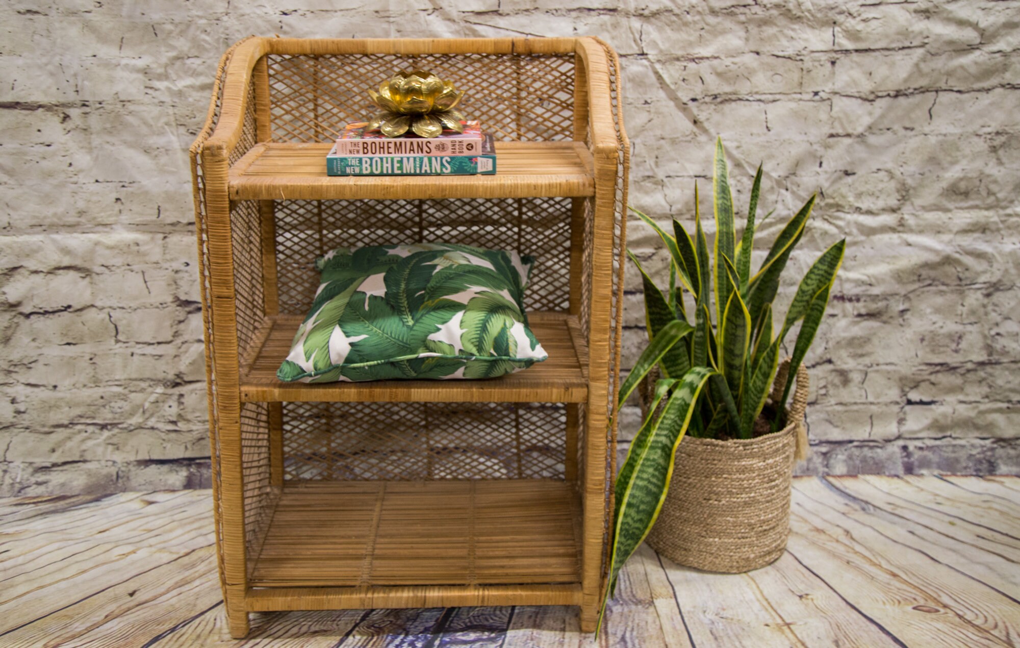 Vintage Wicker Hutch With Removable Shelves Etsy