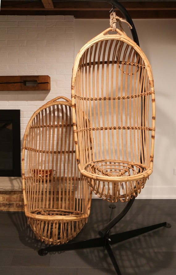 SHIPPING NOT FREE! Vintage BambooRattan Hanging Egg Chair Swing Chair No Stand SHIPPING NOT FREE! Vintage BambooRattan Hanging Egg Chair Swing Chair No Stand