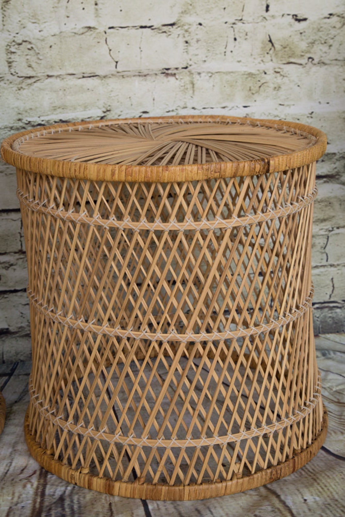 Vintage Wicker Set of 2 Platnters/ Plantstands Etsy