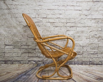 Vintage Modern Bamboo Rocking Chair Franco Albini Style/Armchair/Bentwood Rocker