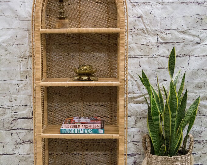 Vintage Wicker Bookshelf/ Wicker Hutch/ Wicker Etsy