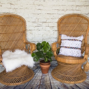 Set of 2 Vintage  Rattan Peacock Chairs