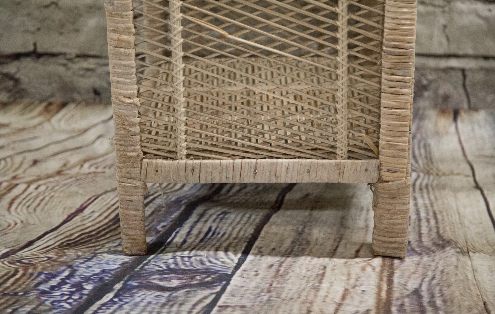 Vintage Wicker Bookshelf white Distressed Etsy