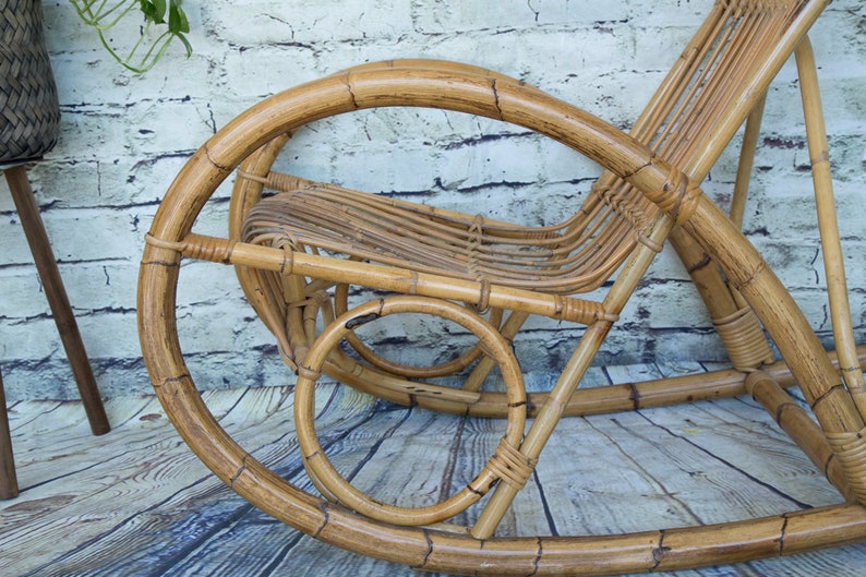 Vintage Bamboo Rocking Chair /Franco Albini Rocking Chair /Armchair/Bentwood Rocker immagine 6