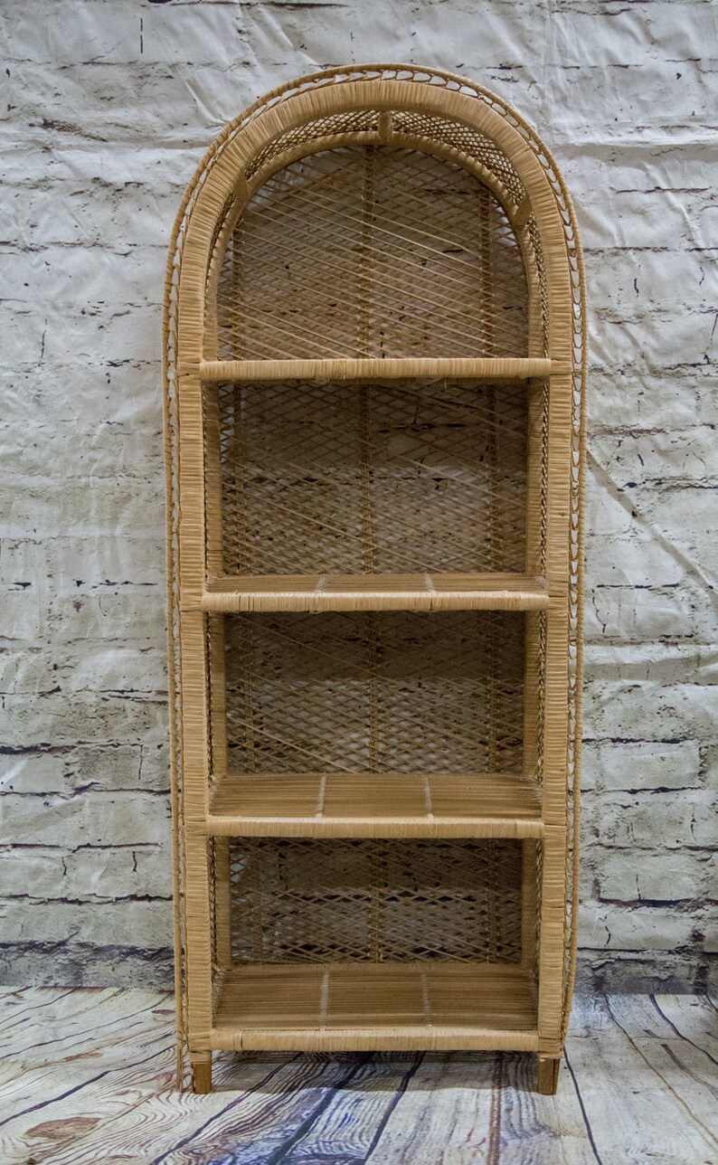 Vintage Wicker Bookshelf/ Wicker Hutch/ Wicker Etsy