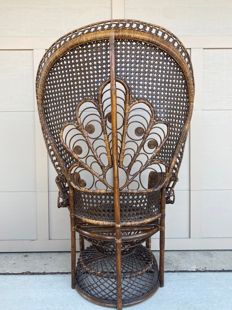 Vintage Bohemian Peacock Wicker Chair Etsy