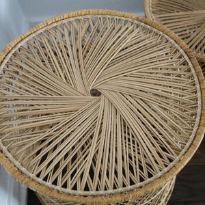 Set of 2 Vintage Rattan Accent Tables/ Plant Stands/ Night stands/ End Tables image 3