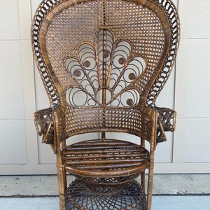 Vintage Bohemian Peacock Wicker Chair