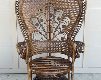 Vintage Bohemian Peacock Wicker Chair