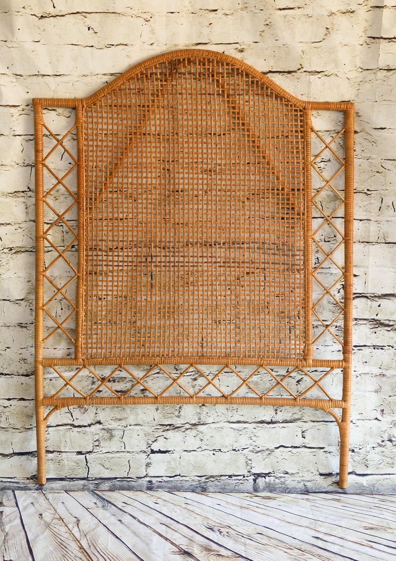 Twin Bed Vintage Rattan Headboard/Wall Art 