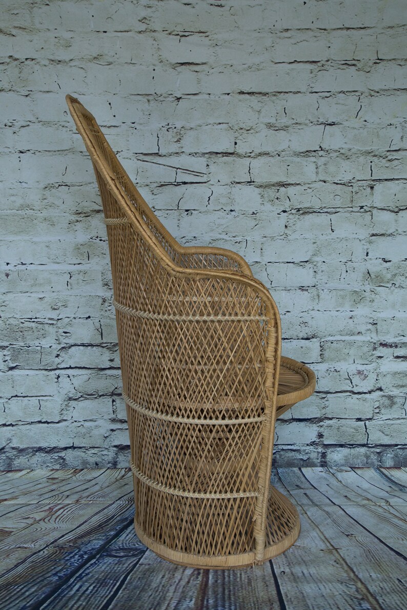 VintageMedium Size Wicker Peacock Chair image 5