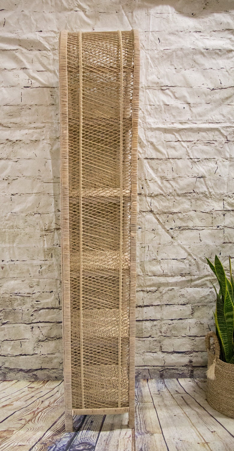 Vintage Wicker Bookshelf white Distressed Etsy