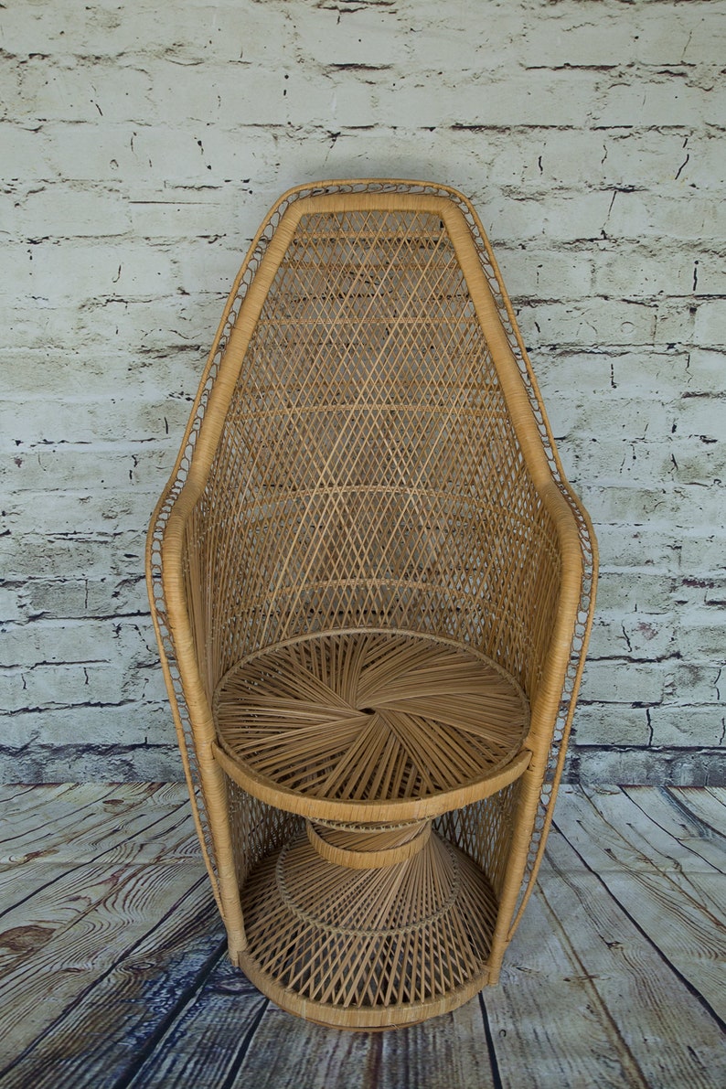 VintageMedium Size Wicker Peacock Chair image 4