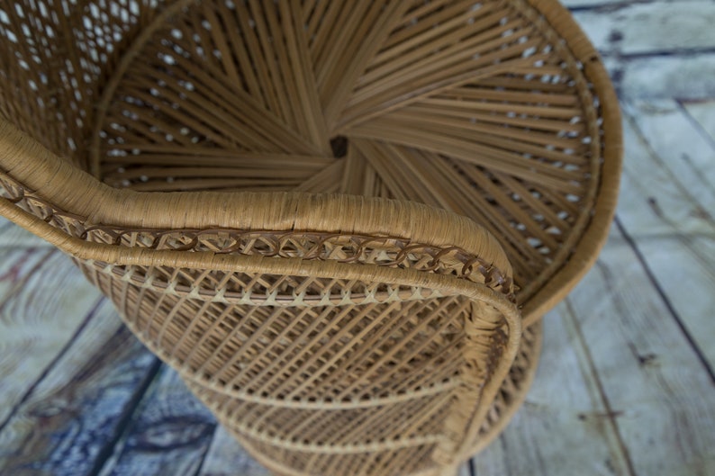 VintageMedium Size Wicker Peacock Chair image 9