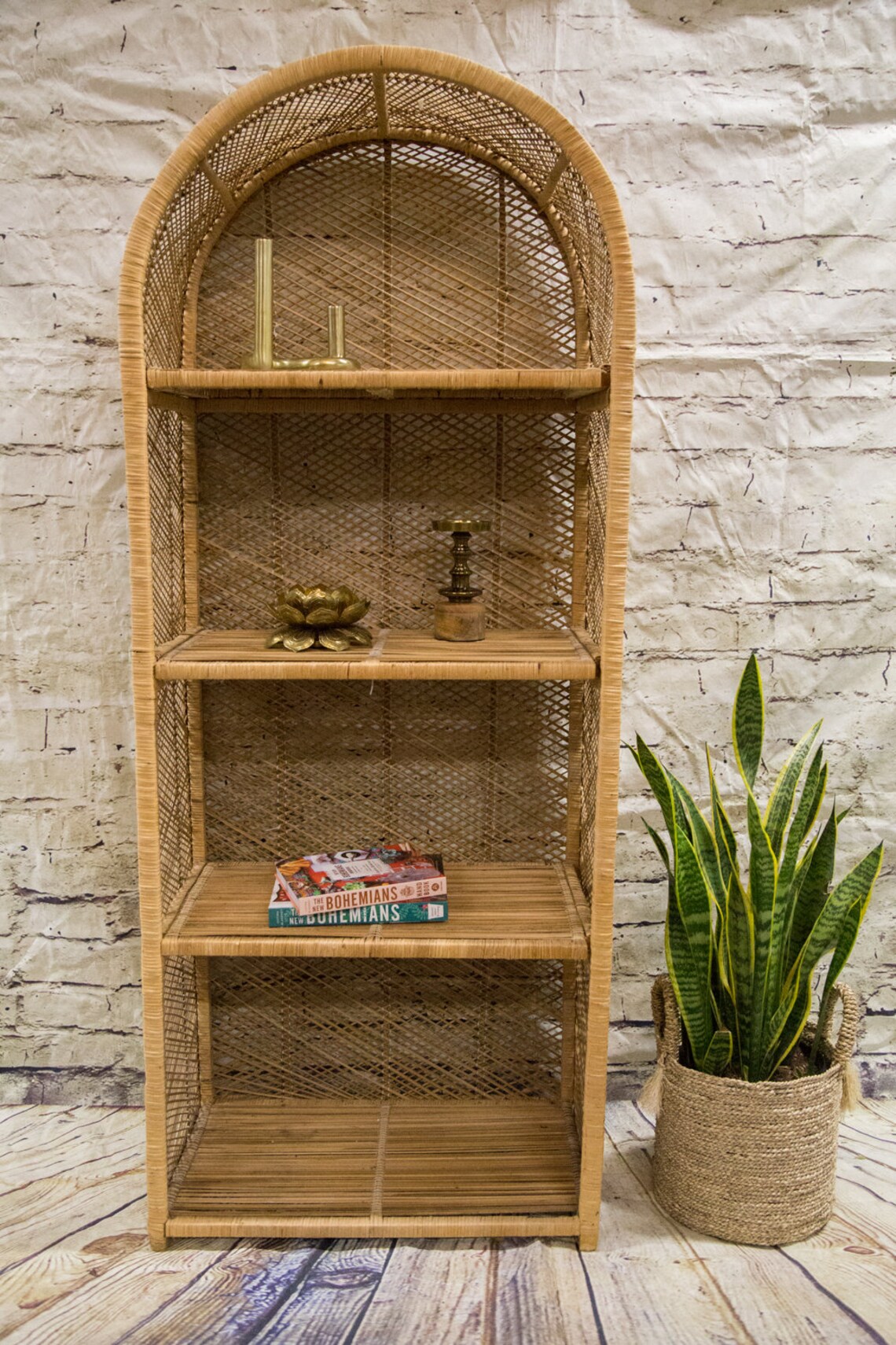 Vintage Wicker Bookshelf/ Wicker Hutch/ Wicker With Etsy