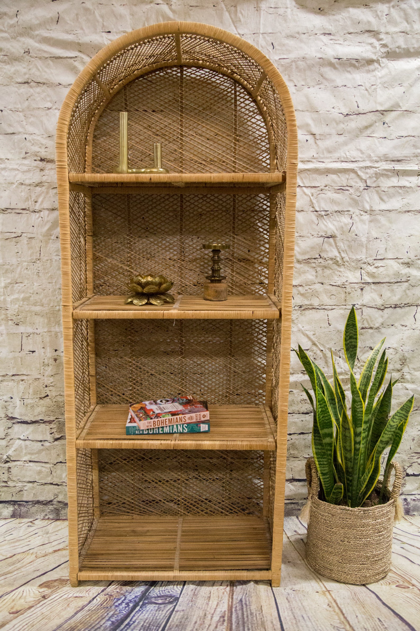Vintage Wicker Bookshelf/ Wicker Hutch/ Wicker With Etsy