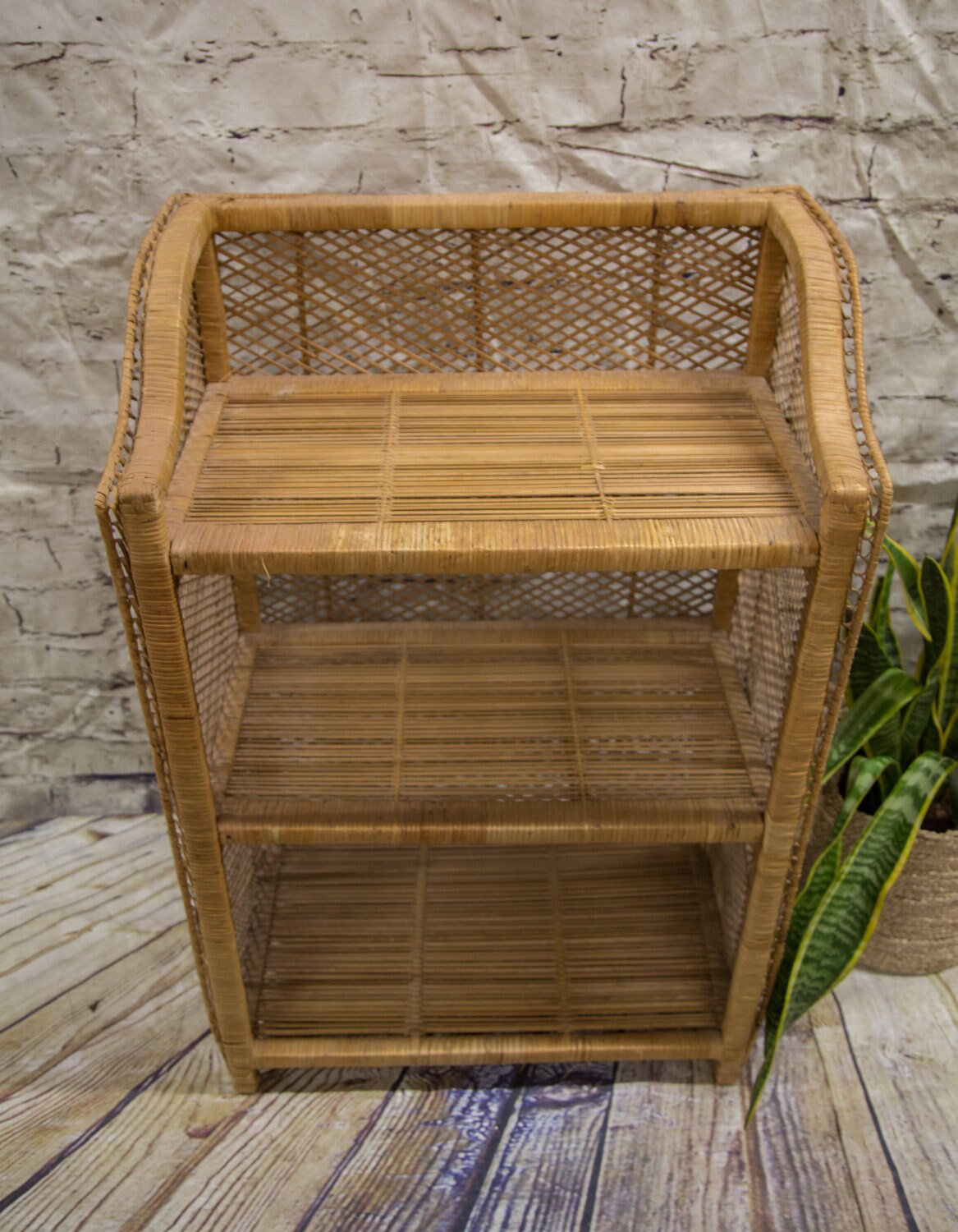 Vintage Wicker Hutch With Removable Shelves Etsy