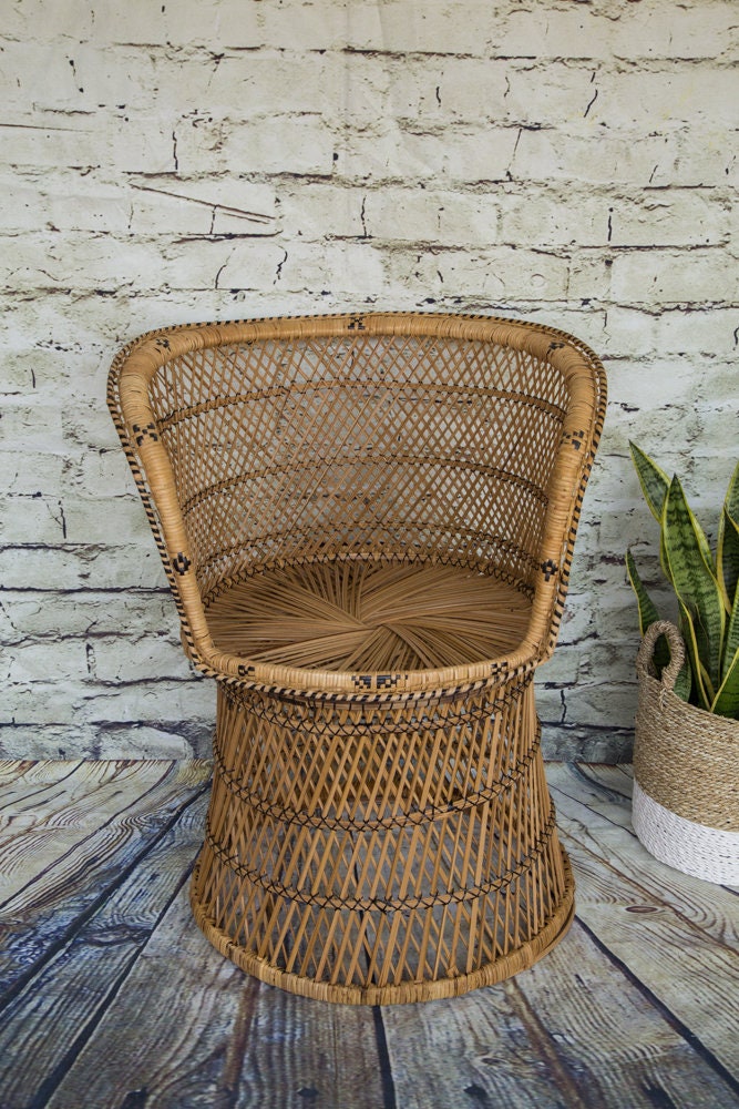 Vintage Wicker Barrel Chair - Etsy UK