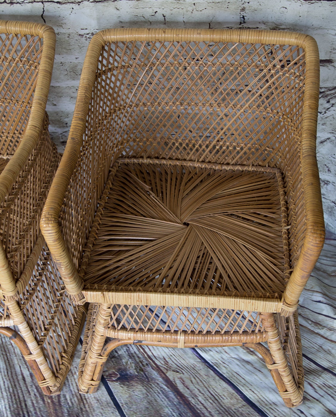 SHIPPING NOT FREE Set of 4 rare rattan chairs Etsy
