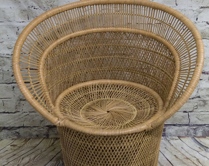 Vintage Wicker Barrel Chair Etsy