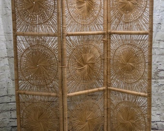 Vintage Rattan Sunburst Style Room Divider