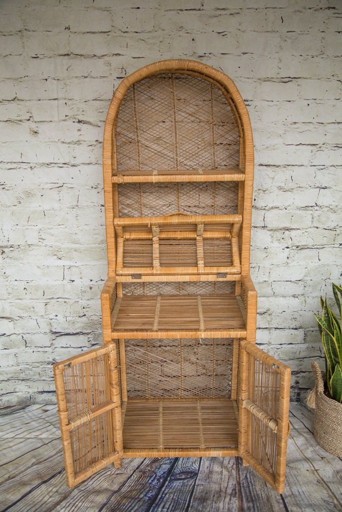 Vintage rattan cabinet deals
