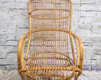 Vintage Modern Bamboo Rocking Chair Franco Albini Style/Armchair/Bentwood Rocker (Contact us with your zip code for shipping quote).