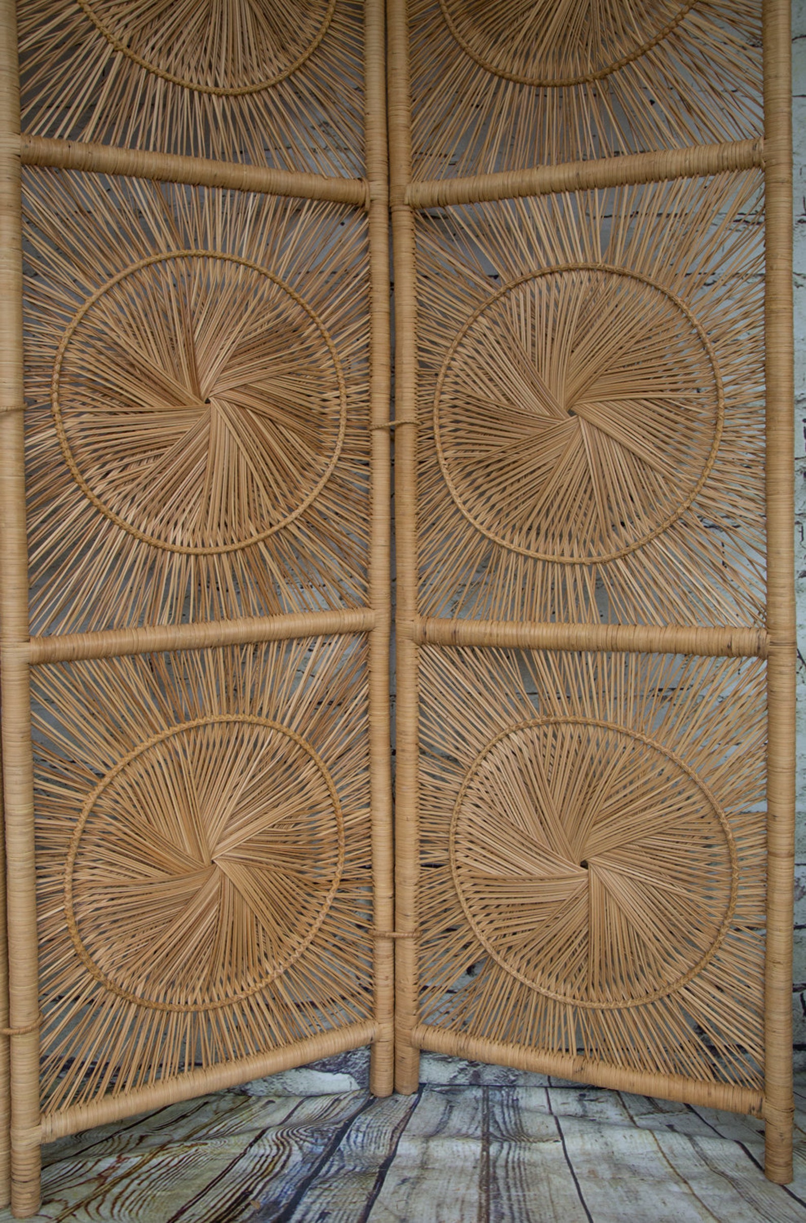 Vintage Wicker Sunburst Room Divider/sunburst Screen/ Etsy