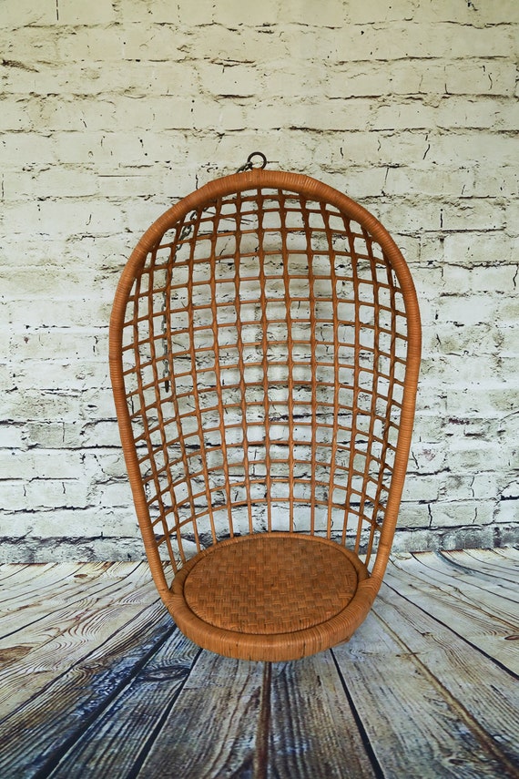 SHIPPING NOT FREE Vintage Bamboo rattan Hanging Egg Chair Swing Chair No Stand Etsy Singapore