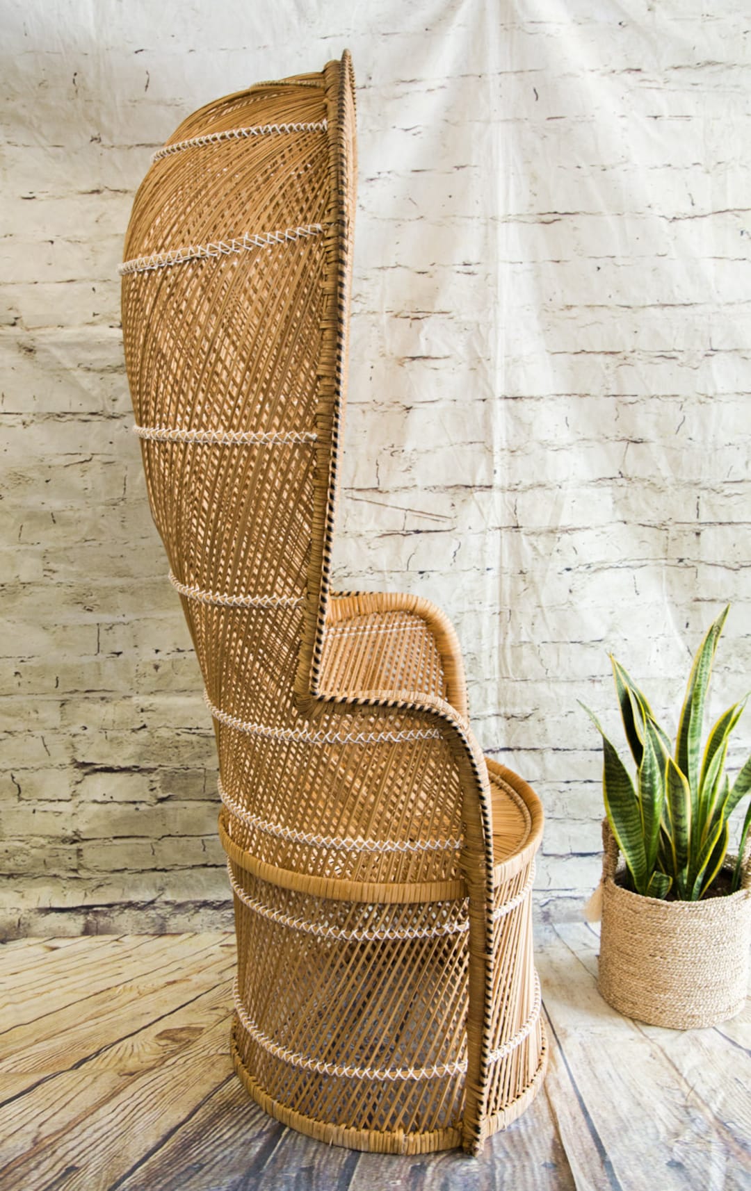 Buy Vintage Wicker Canopy Peacock Chair/ Hooded Rattan Throne