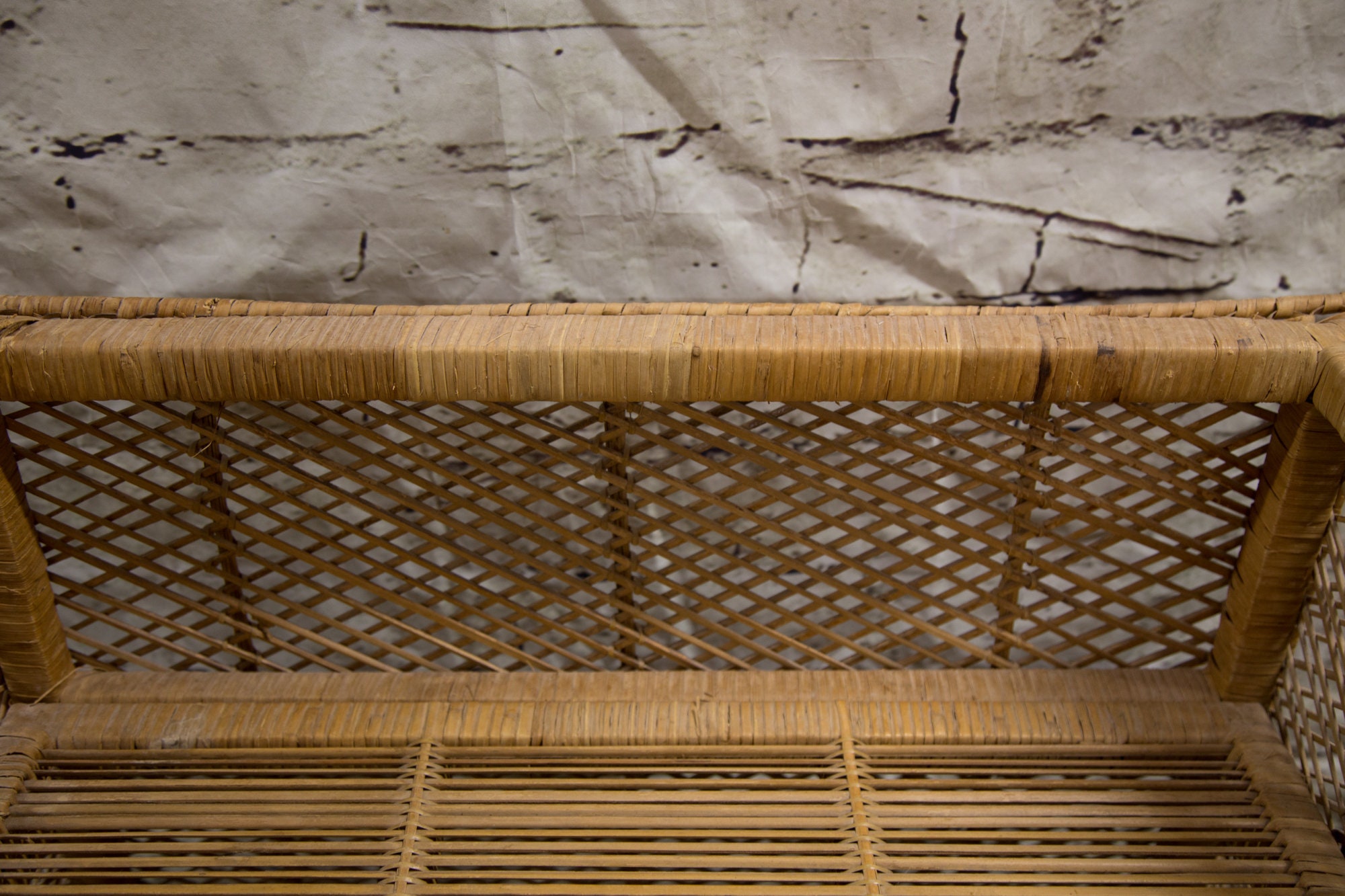 Vintage Wicker Hutch With Removable Shelves Etsy