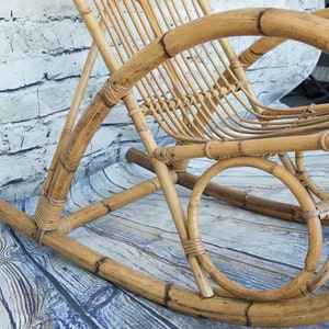 Vintage Bamboo Rocking Chair /Franco Albini Rocking Chair /Armchair/Bentwood Rocker immagine 3