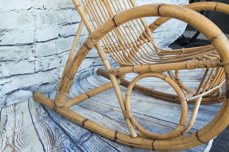 Vintage Bamboo Rocking Chair /Franco Albini Rocking Chair /Armchair/Bentwood Rocker immagine 3