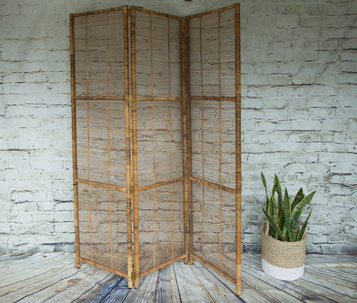 Rattan Dressing Screen/ Room Divider/headboard / Wall Ar Etsy