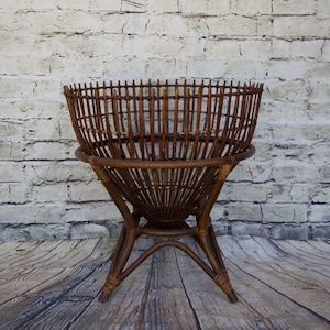 Vintage in Style of Franco Albini fish Trap Table With Bamboo Base