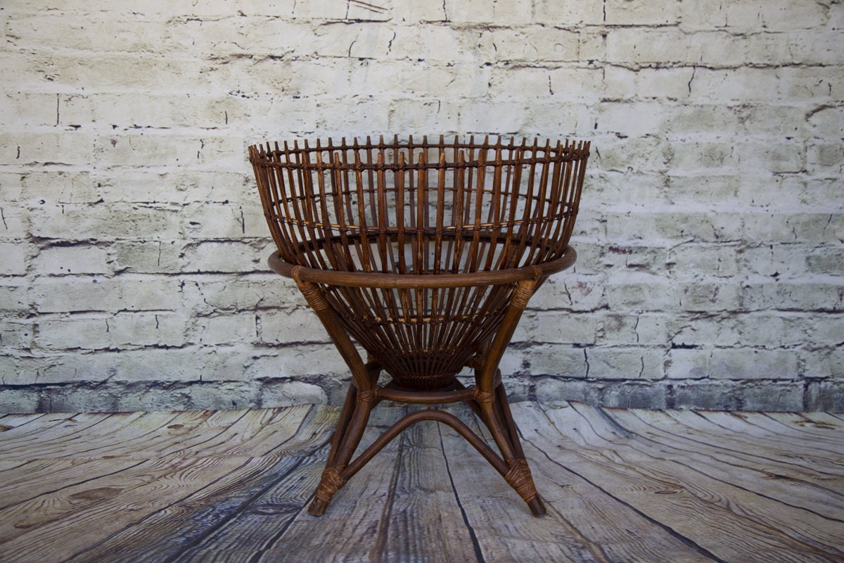 Vintage in Style of Franco Albini fish Trap Table With Bamboo Base/ Plant  Stand no Glass -  Israel