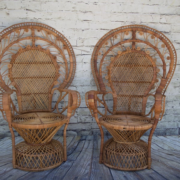 Peacock Wicker Chair Etsy