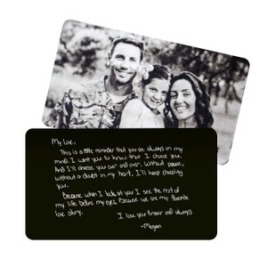 ¡ENVÍO GRATIS! Tarjeta de billetera personalizada manuscrita negra con caja de regalo gratis, inserto grabado, tarjeta de billetera metálica, regalo de aniversario.