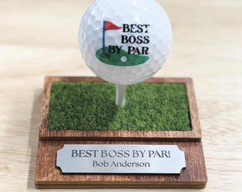 Boss Gift Set, BEST BOSS by Par Golf Ball on Tee Stand, Golf Balls for your Boss Golf Gifts for Boss, co-worker Boss Holiday Gift from group