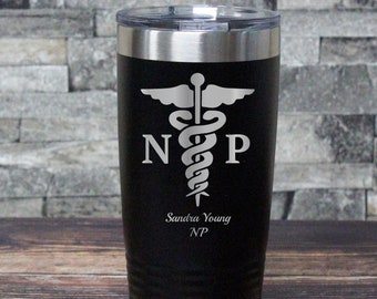 Personalized Nurse Practitioner Tumbler: Engraved NP Gift, 20oz/30oz