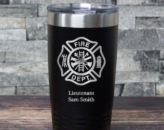 Personalized Firefighter Tumbler: Engraved Insulated Gift, 20oz/30oz