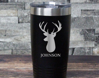 Personalized Stag Tumbler: Engraved Deer Design, Insulated Cup