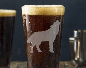 Wolf Pint Glass -Laser Engraved-Father's Day Gift -Mother's Day gift -Christmas Gift -Gift for him -Gift for her