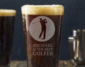 Personalized The Best Golfer Pint Glass -Laser Engraved-Father's Day Gift -Mother's Day gift -Christmas Gift -Gift for him -Gift for her