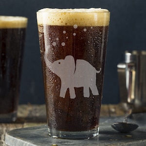 Elephant Pint Glass -Laser Engraved-Father's Day Gift -Mother's Day gift -Christmas Gift -Gift for him -Gift for her