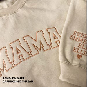 Embroidered Personalized Mama Sweatshirt with Kid Name on Sleeve Mothers Day Gift Birthday Gift Mom New Mom Gift Minimalist Cool Mom Sweater image 17